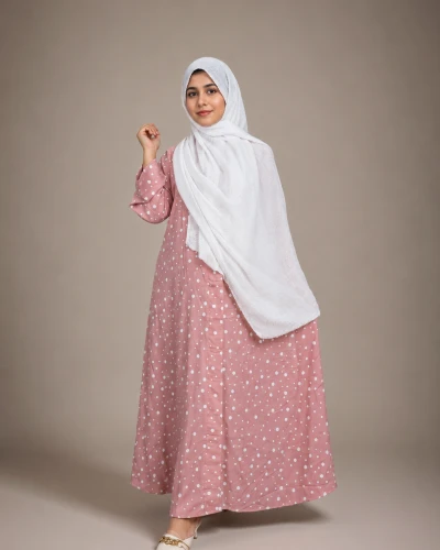 Koti Borkha Baby Pink Dot